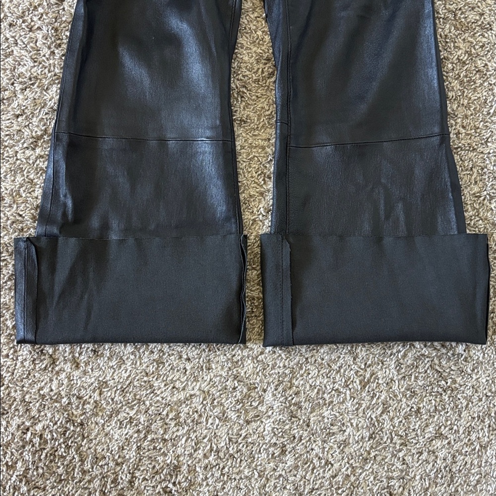 SPRWMN Luxury 100% Leather Crop Micro Flare Pants High Rise Size L - Picture 7 of 16